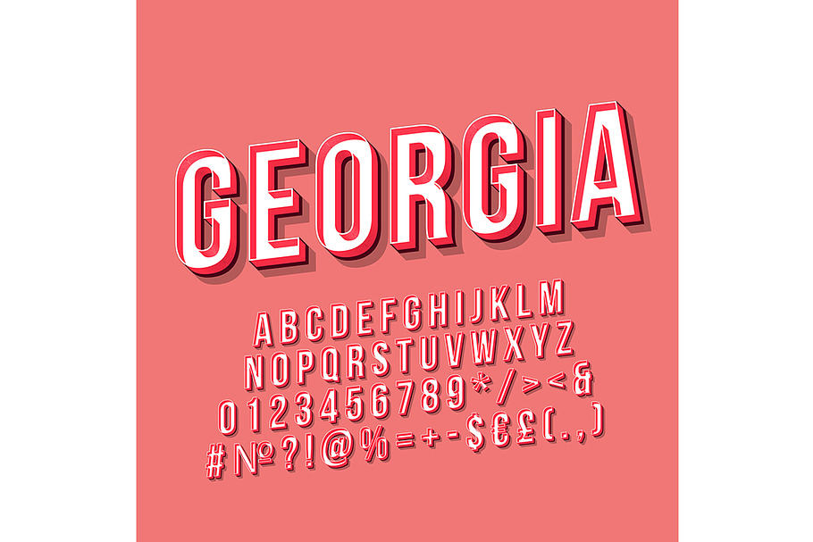 Georgia vintage 3d vector lettering in Add-Ons - product preview 8