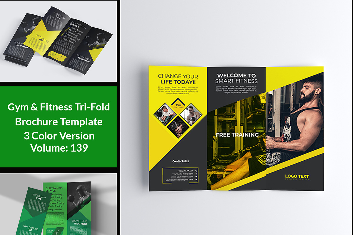 Fitness Club Trifold Brochure in Brochure Templates - product preview 8