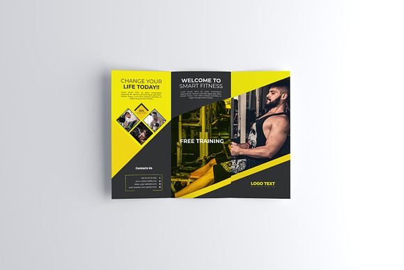 Fitness Club Trifold Brochure in Brochure Templates - product preview 3