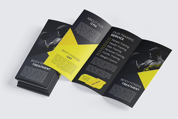 Fitness Club Trifold Brochure in Brochure Templates - product preview 4
