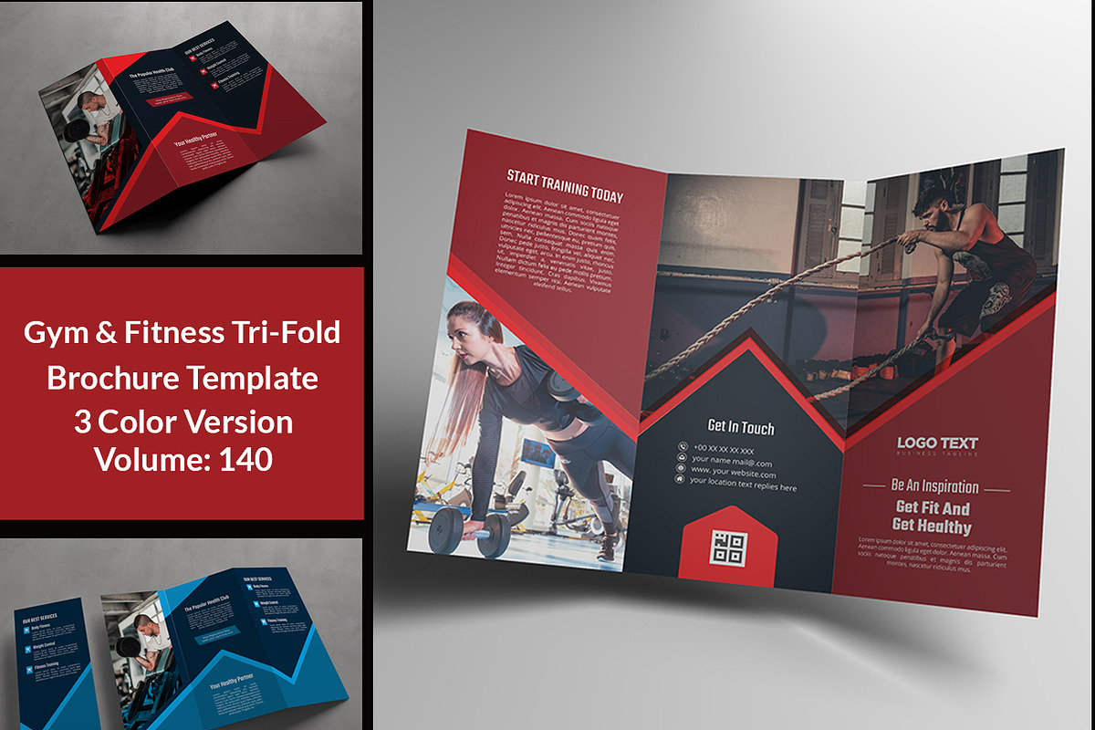 Fitness Gym Trifold Brochure in Brochure Templates - product preview 8