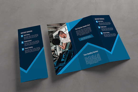 Fitness Gym Trifold Brochure in Brochure Templates - product preview 2