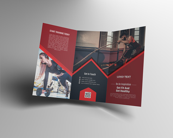 Fitness Gym Trifold Brochure in Brochure Templates - product preview 3