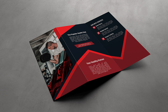 Fitness Gym Trifold Brochure in Brochure Templates - product preview 4
