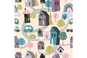 Seamless pattern with cute little