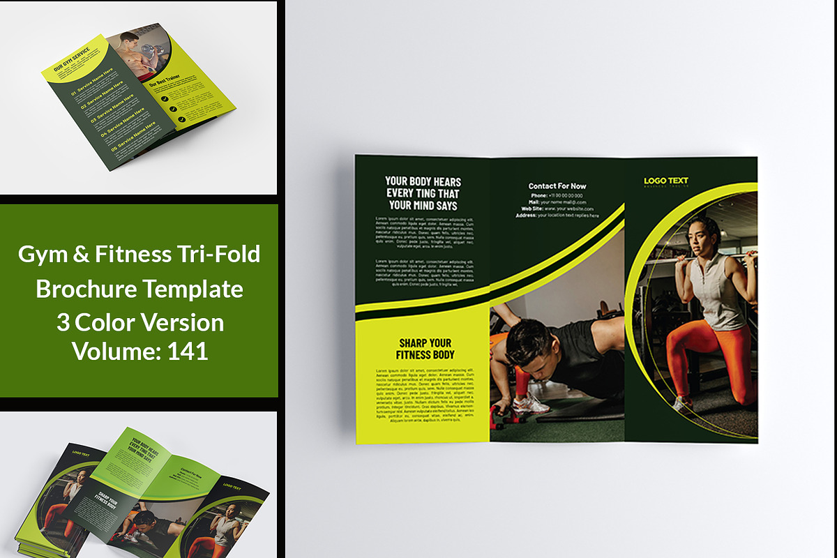 GYM Tri Fold Brochure Template in Brochure Templates - product preview 8