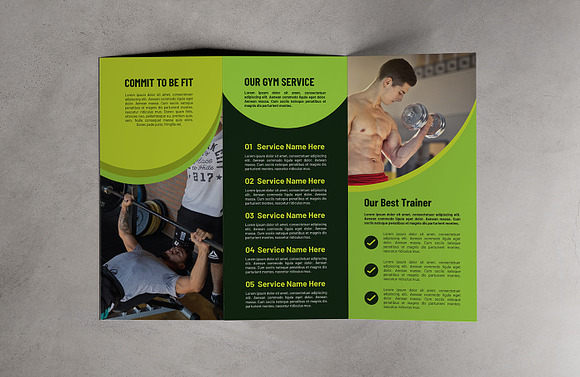 GYM Tri Fold Brochure Template in Brochure Templates - product preview 2