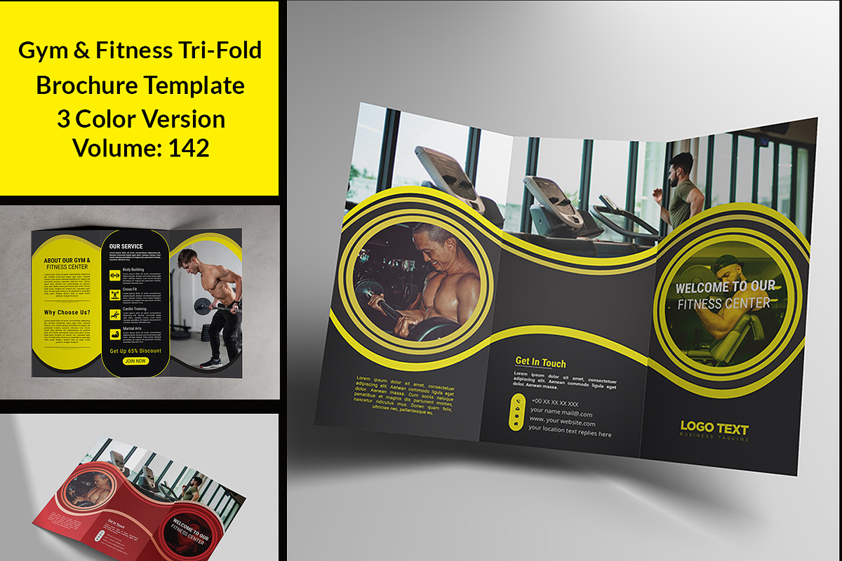 Gym Trifold Brochure Template in Brochure Templates - product preview 8