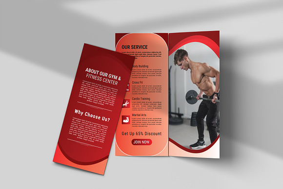 Gym Trifold Brochure Template in Brochure Templates - product preview 2