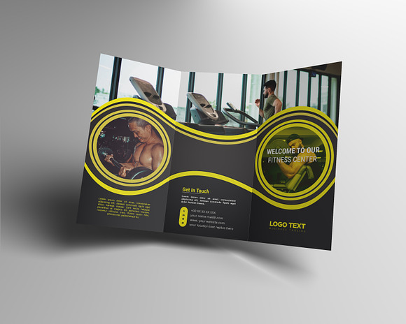 Gym Trifold Brochure Template in Brochure Templates - product preview 3