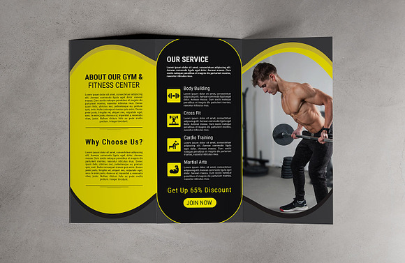 Gym Trifold Brochure Template in Brochure Templates - product preview 4