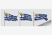 Set of Uruguay waving flag vector