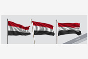 Set of Yemen waving flag vector
