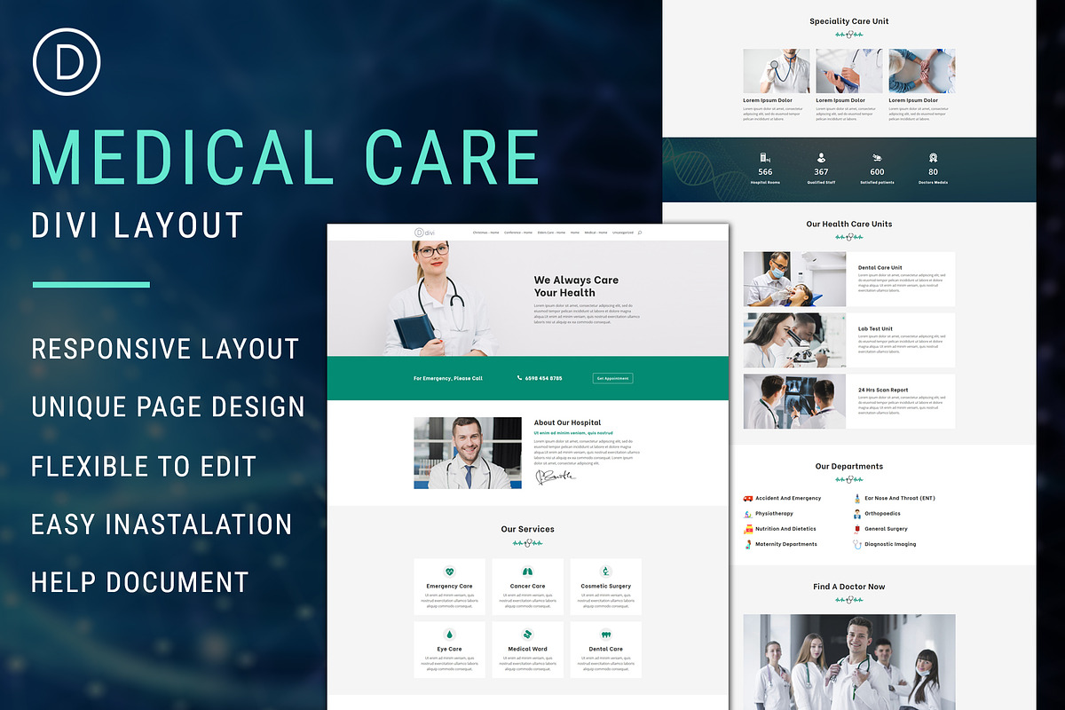 Medical Care -  Divi Theme Layout in WordPress Landing Page Themes - product preview 8