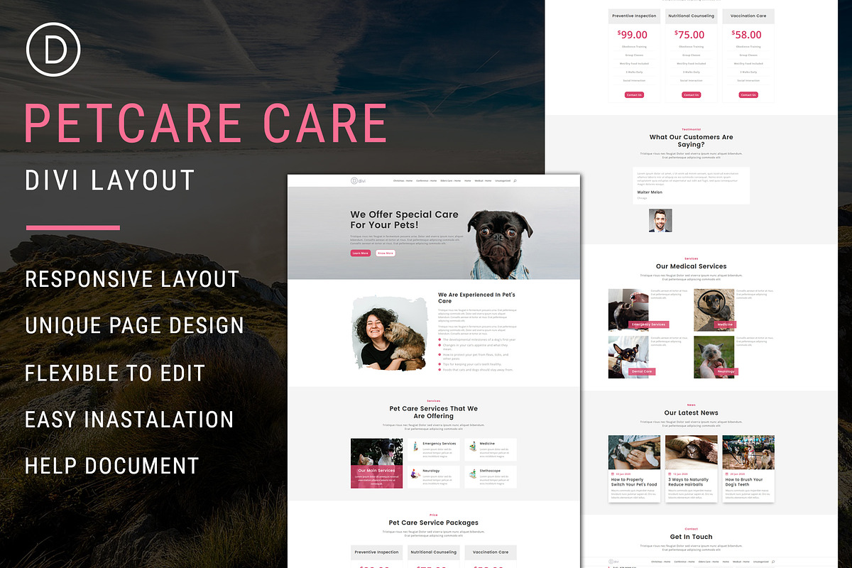 Pet Care - Divi Theme Layout in WordPress Landing Page Themes - product preview 8