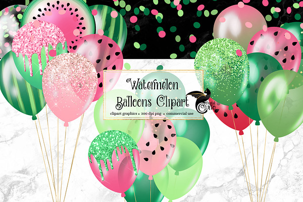 Watermelon Balloons Clipart
