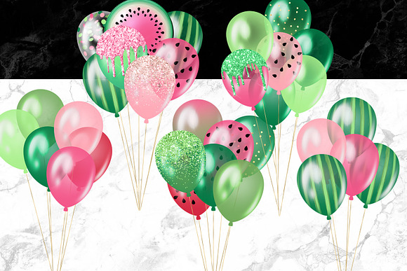 Watermelon Balloons Clipart in Illustrations - product preview 1