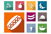 Flat colorful food icons