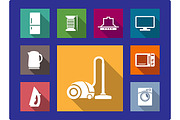 Household equipment flat icons set