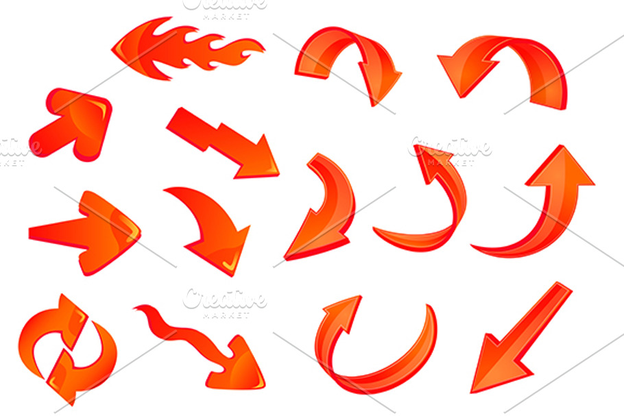 Red glossy arrows icons set in Graphics - product preview 8