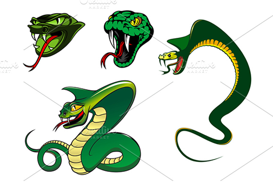 Cartoon angry snake characters in Graphics - product preview 8