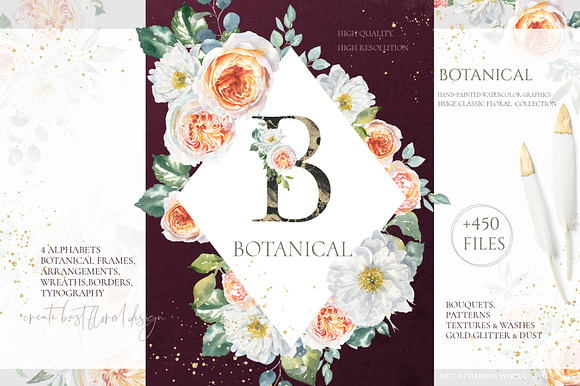 Botanical Watercolor Luxury Florals in Illustrations - product preview 35