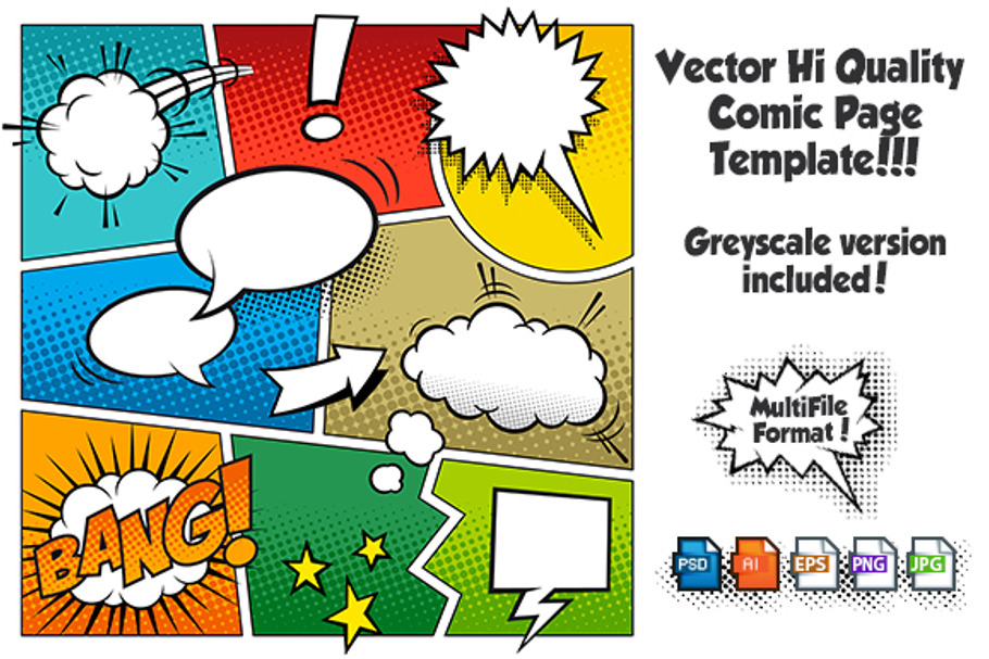 Vector Comic Page Template 1 in Illustrations - product preview 8