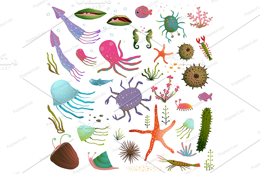 Sea Life Animals Cartoon Clip Art Co