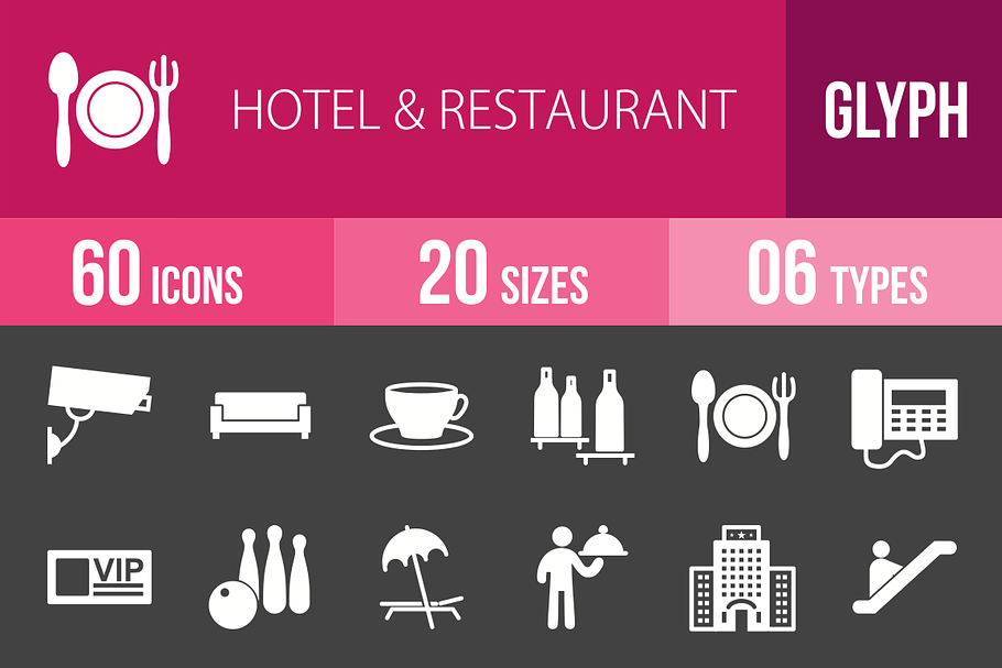 60 Hotel & Restaurant Glyph Inverted