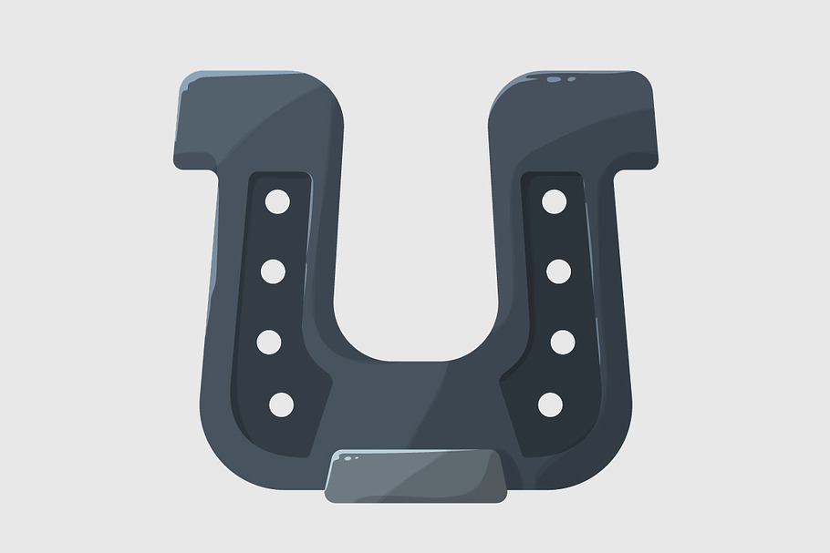 Stylized shiny steel gray horseshoe in Graphics - product preview 8