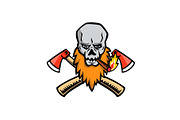 Bearded Skull Crossed Axe Mascot