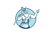 Neptune Holding Pool Scrub Mascot