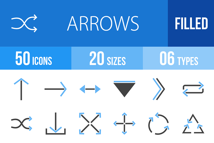 50 Arrows Blue & Black Icons