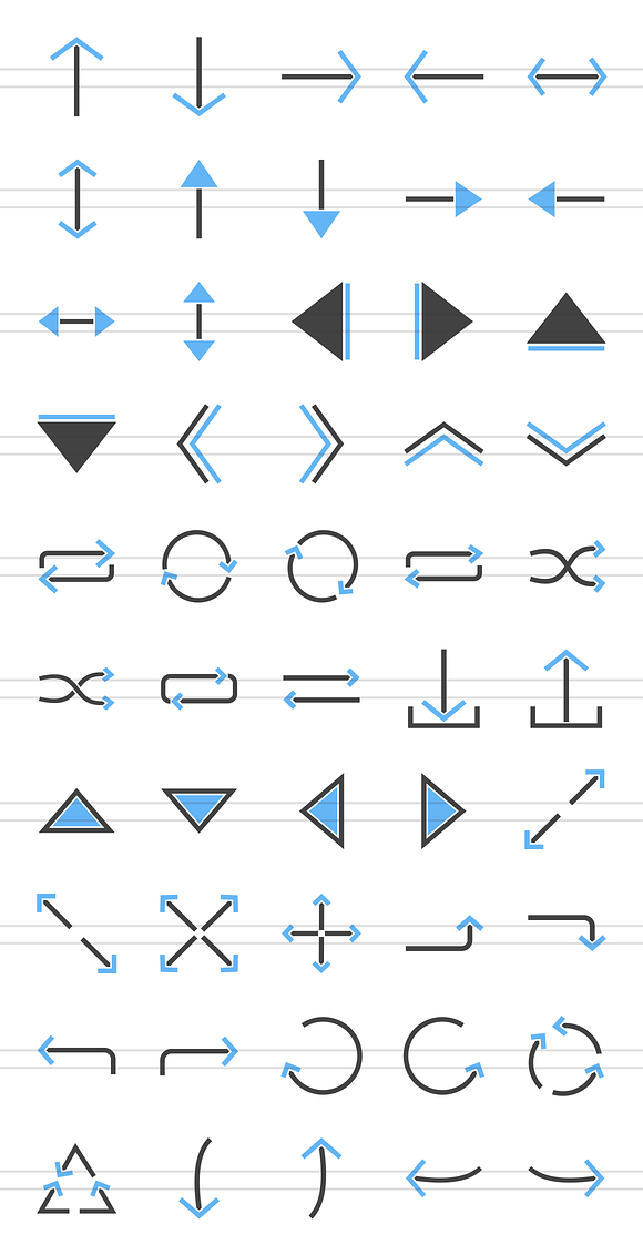 50 Arrows Blue & Black Icons in Graphics - product preview 1