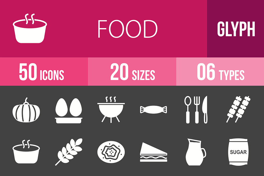 50 Food Glyph Inverted Icons in Graphics - product preview 8