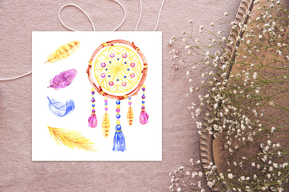 Boho watercolor cliparts in Illustrations - product preview 5