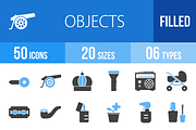 50 Objects Blue & Black Icons