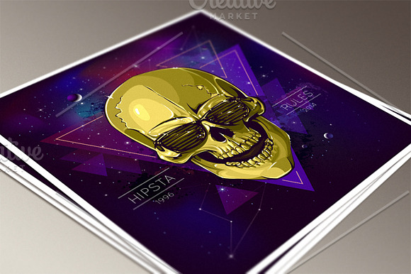 Hipster Skull Illustration in Illustrations - product preview 1