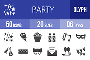 50 Party Glyph Icons