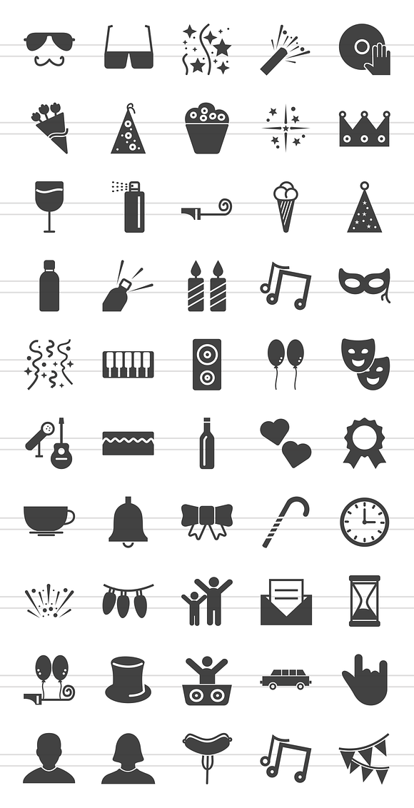 50 Party Glyph Icons in Graphics - product preview 1