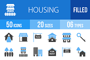 50 Housing Blue & Black Icons