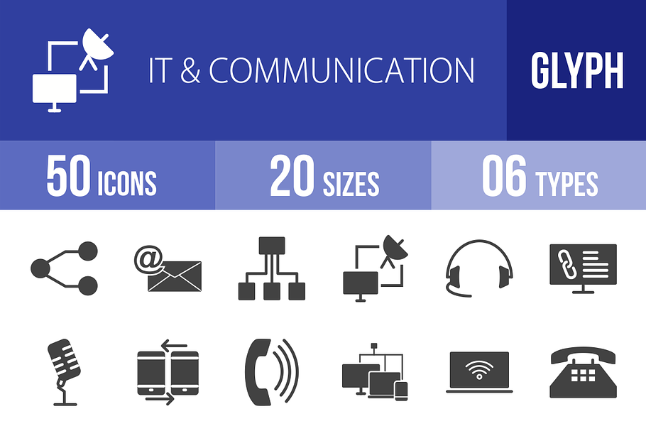 50 IT & Communication Glyph Icons in Graphics - product preview 8