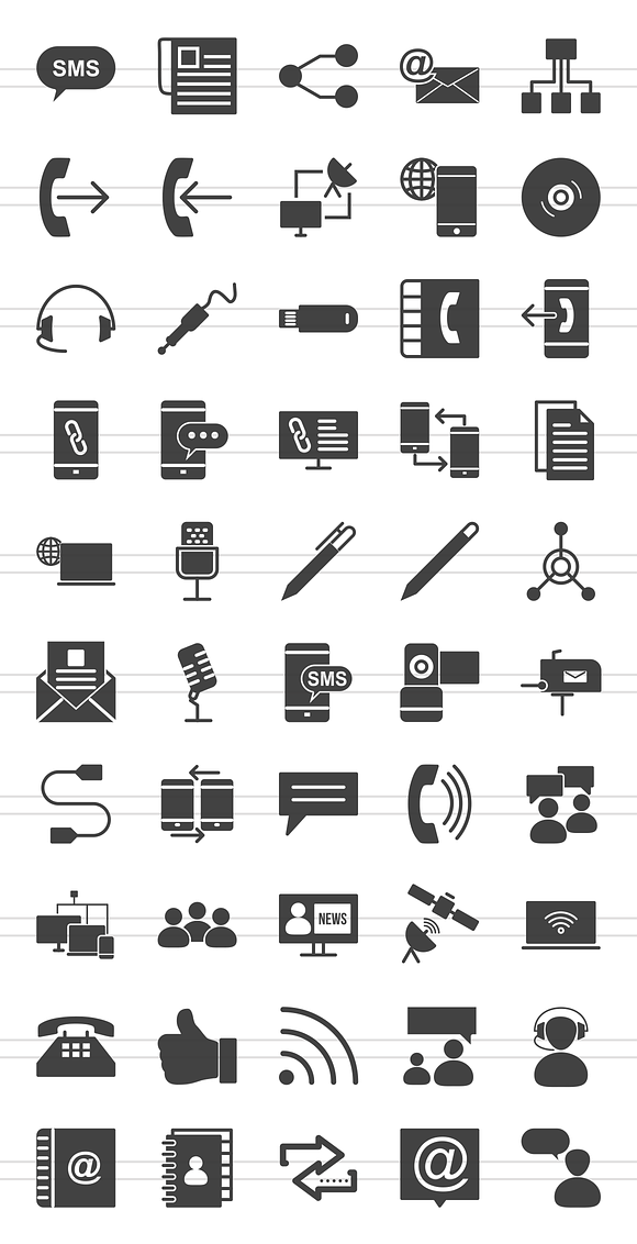 50 IT & Communication Glyph Icons in Graphics - product preview 1