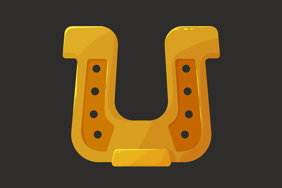 Stylized shiny golden horseshoe in Graphics - product preview 8