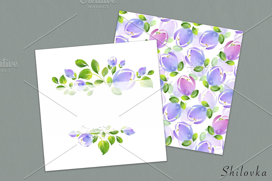Abstract flowers. Pattern and frame in Patterns - product preview 8