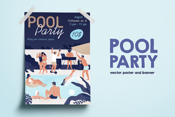 Pool party poster and banner
