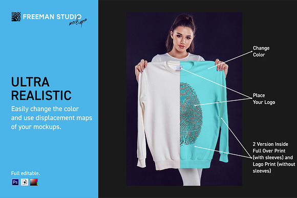 Sweatshirt Mock-Up Set in Mockup Templates - product preview 2