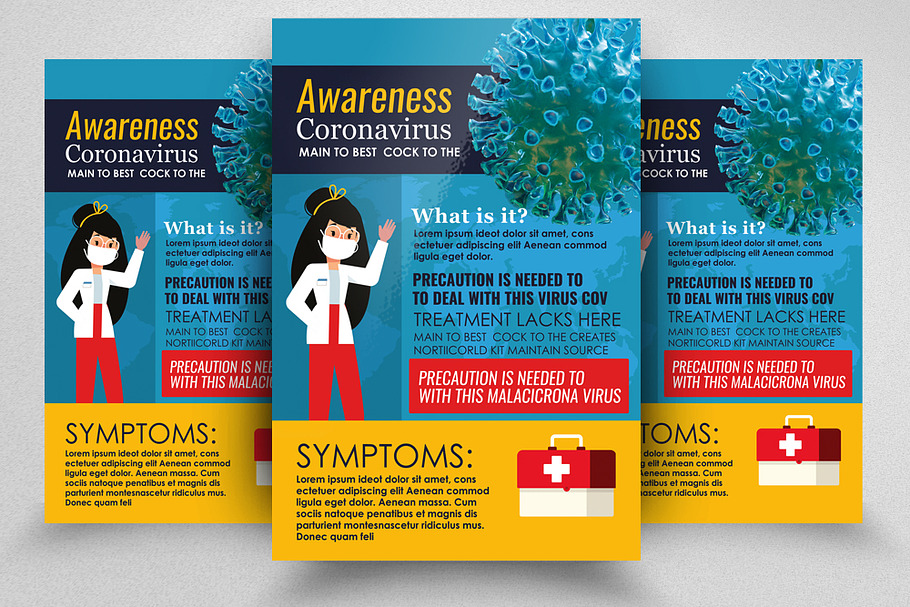 Coronavirus Symptoms Awareness Flyer in Flyer Templates - product preview 8