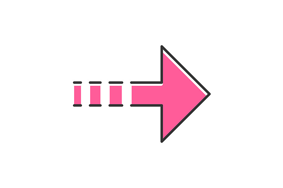 Pink arrow with dotted line icon