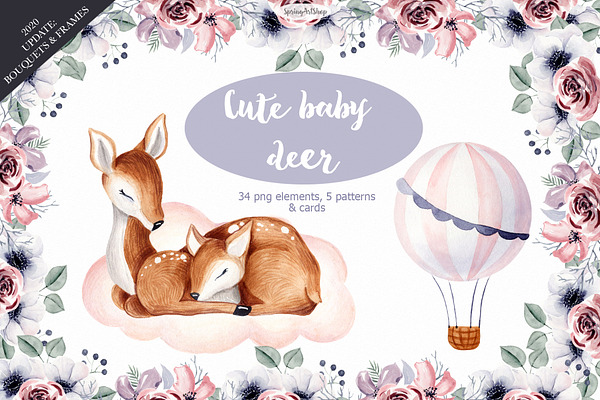 Cute baby Deer Watercolor clipart